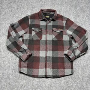 Stanley Men's M Plaid Fleece Lined Shirt Jacket Burgundy Gray Black